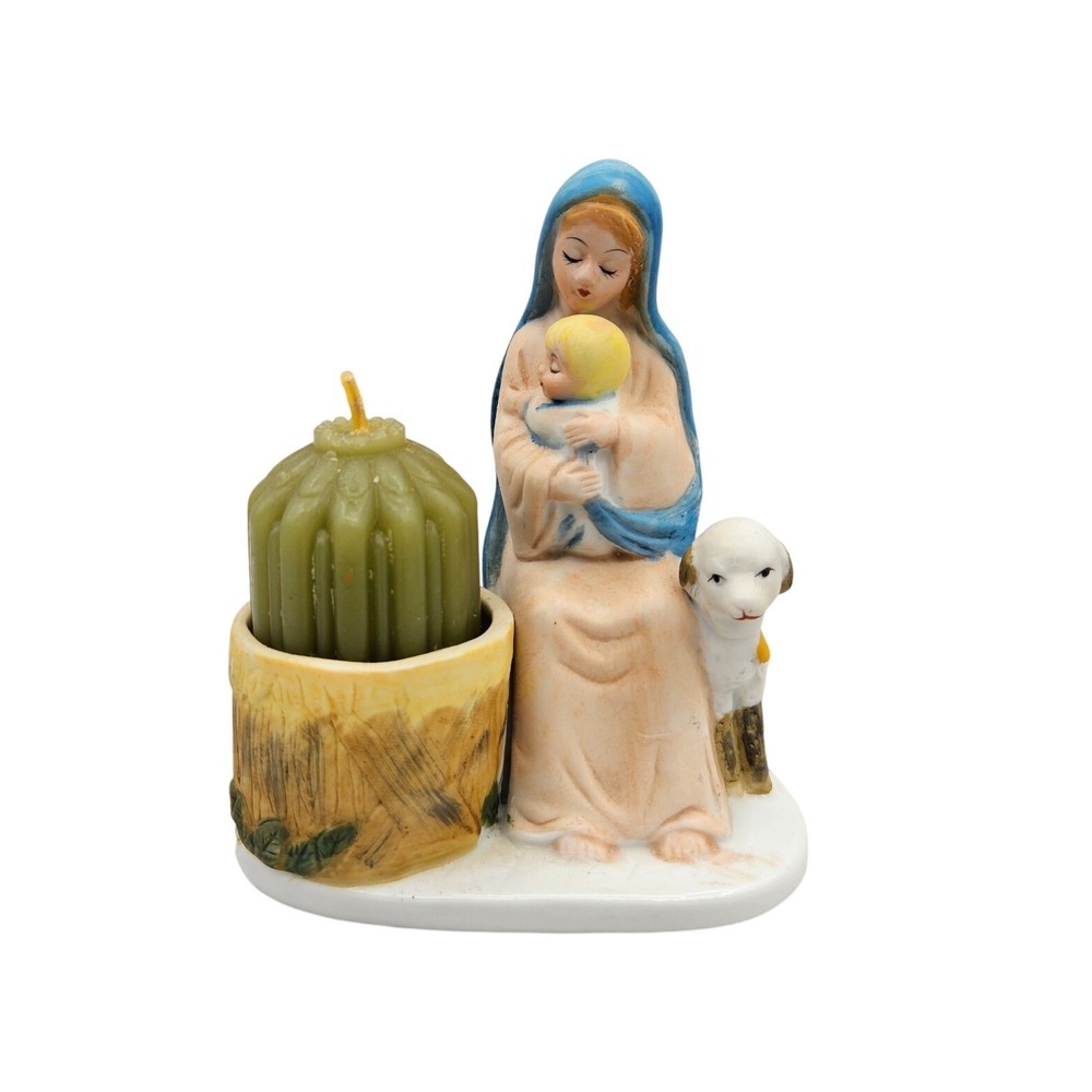 Vintage 1979 Jasco Luvkin Friends Madonna Child Porcelain Figurine‎ with Candle